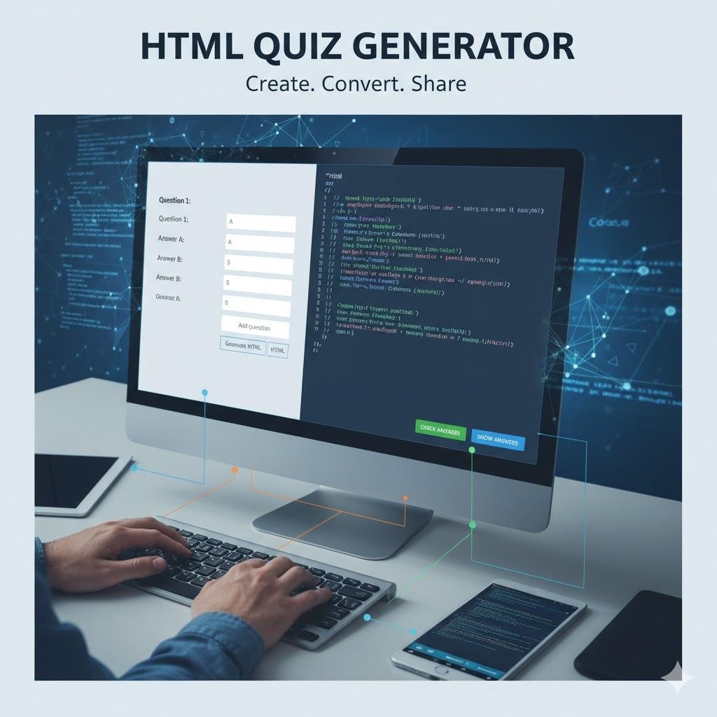Interface of an HTML quiz generator tool