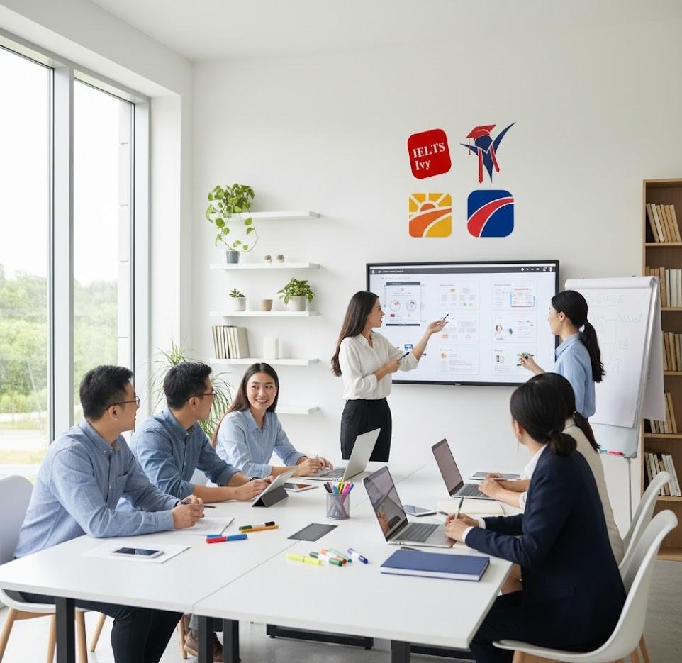 Teachers collaborating at Ivy Education Group